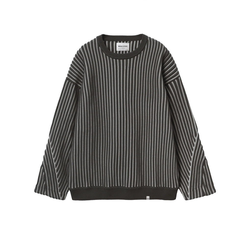 MAGIC STICK の 2TONE STRIPES RIB CREW  (25SS-MS1-007)