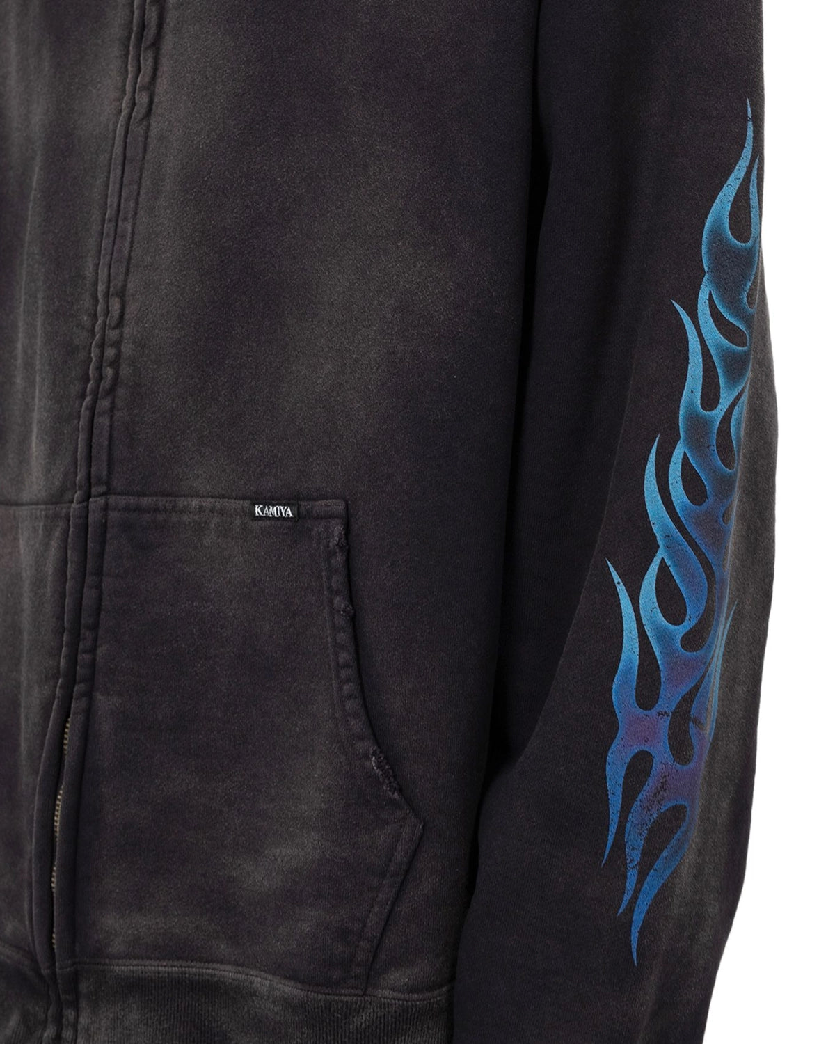 KAMIYA / “KMY-FIRE” Distressed Zip-up Hoodie (G14HD075)