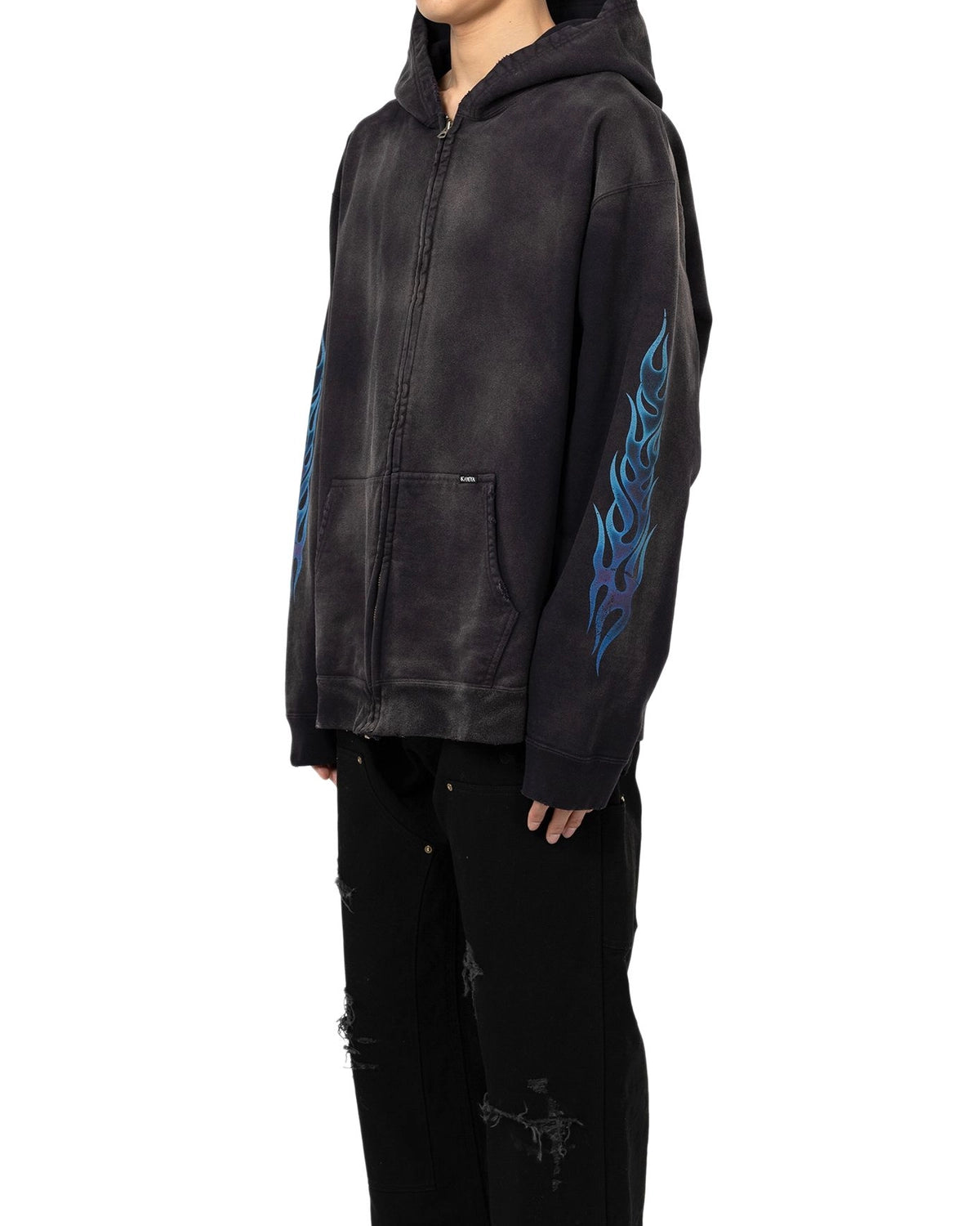 KAMIYA / “KMY-FIRE” Distressed Zip-up Hoodie (G14HD075)