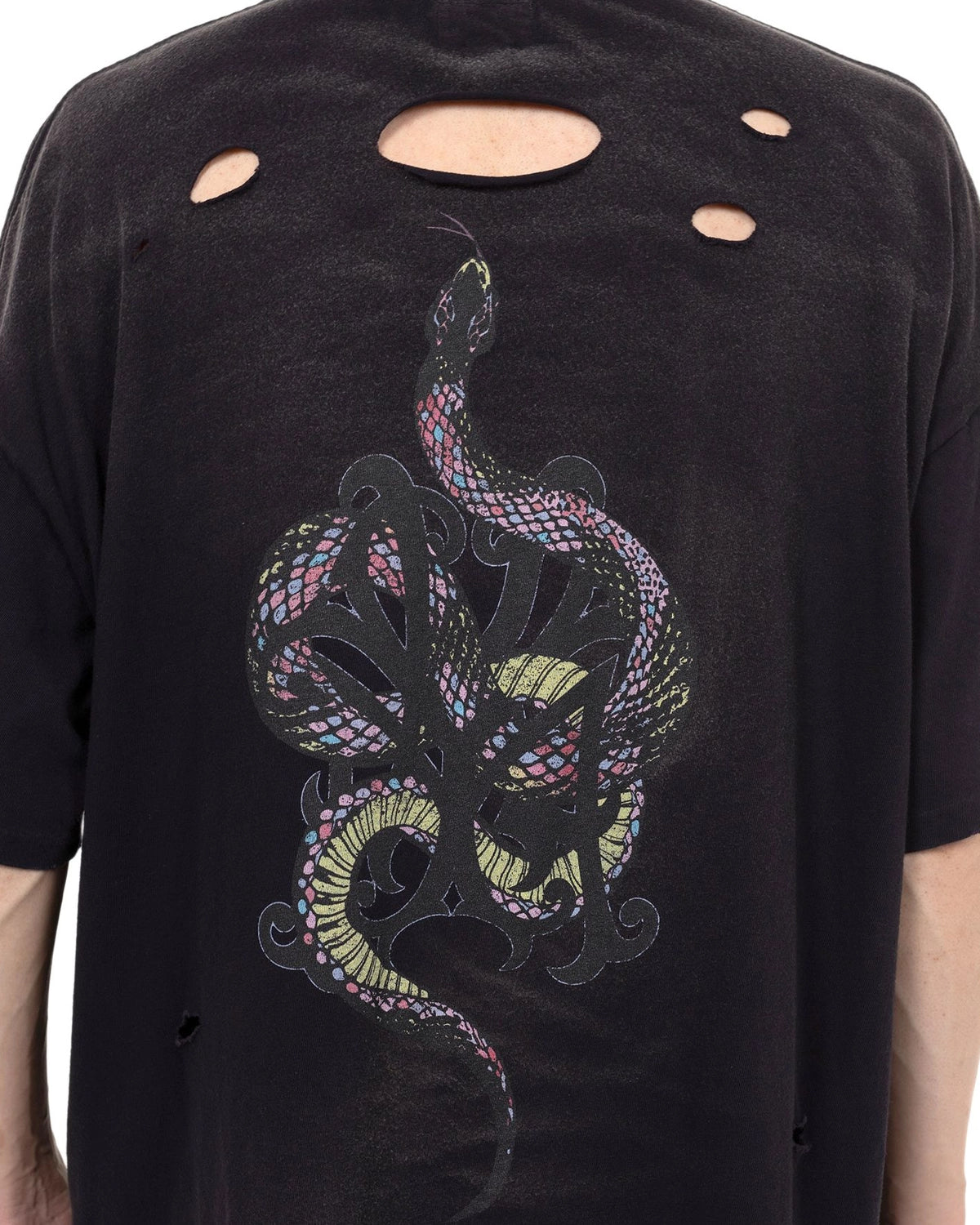 KAMIYA / “KMY-SNAKE” Distressed T-shirt (G14TS080)