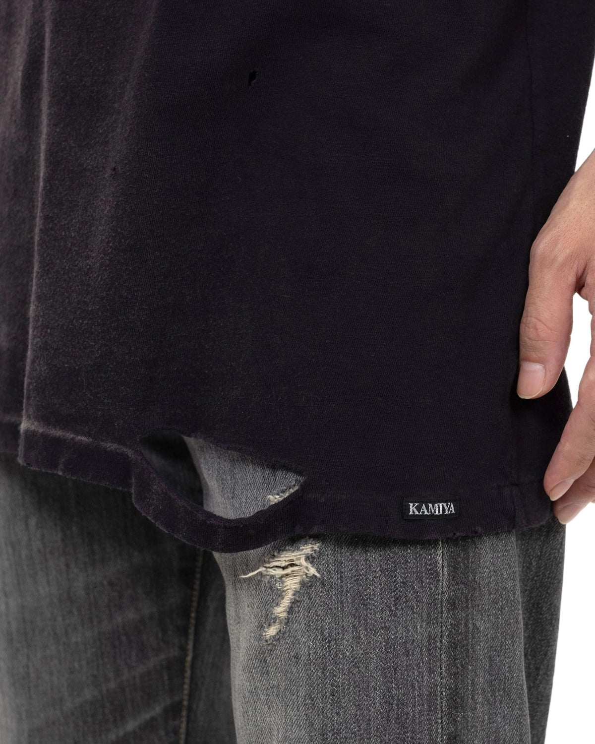 KAMIYA / “KMY-SNAKE” Distressed T-shirt (G14TS080)