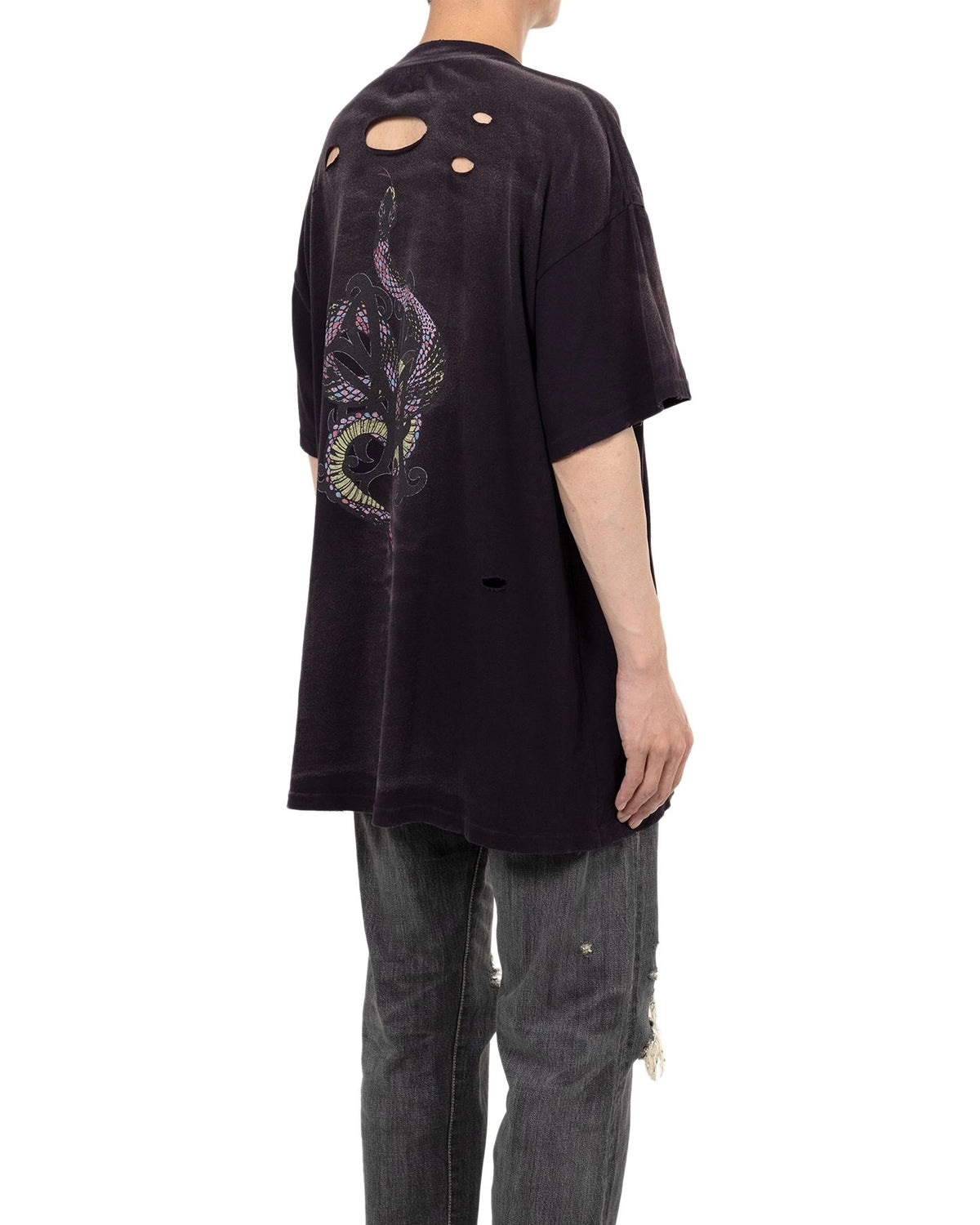 KAMIYA / “KMY-SNAKE” Distressed T-shirt (G14TS080)