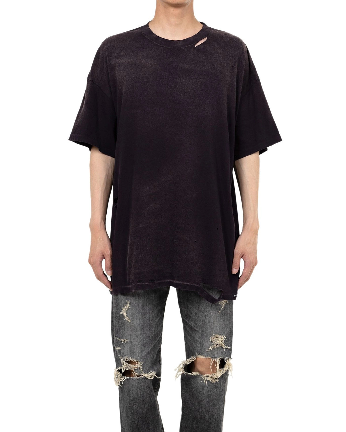 KAMIYA / “KMY-SNAKE” Distressed T-shirt (G14TS080)