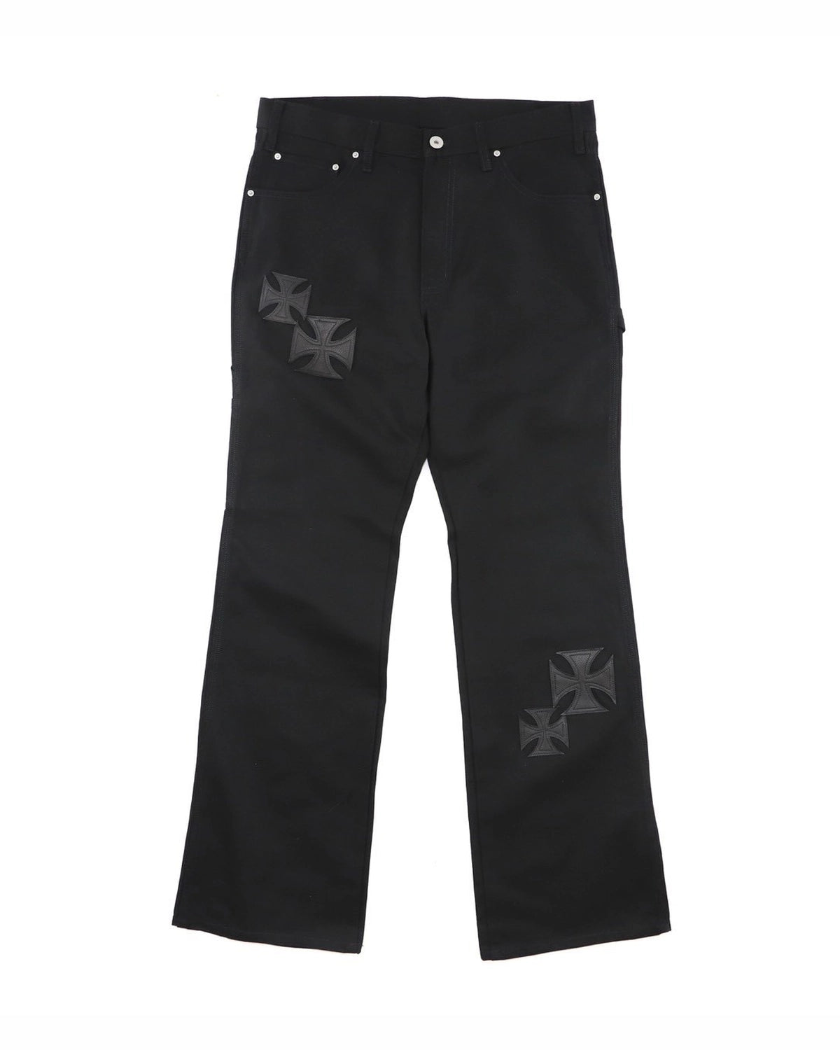 MIND SEEKER × DICKIES の Iron Cross Patch Flare Pants -BLACK- (MSD-261-001)