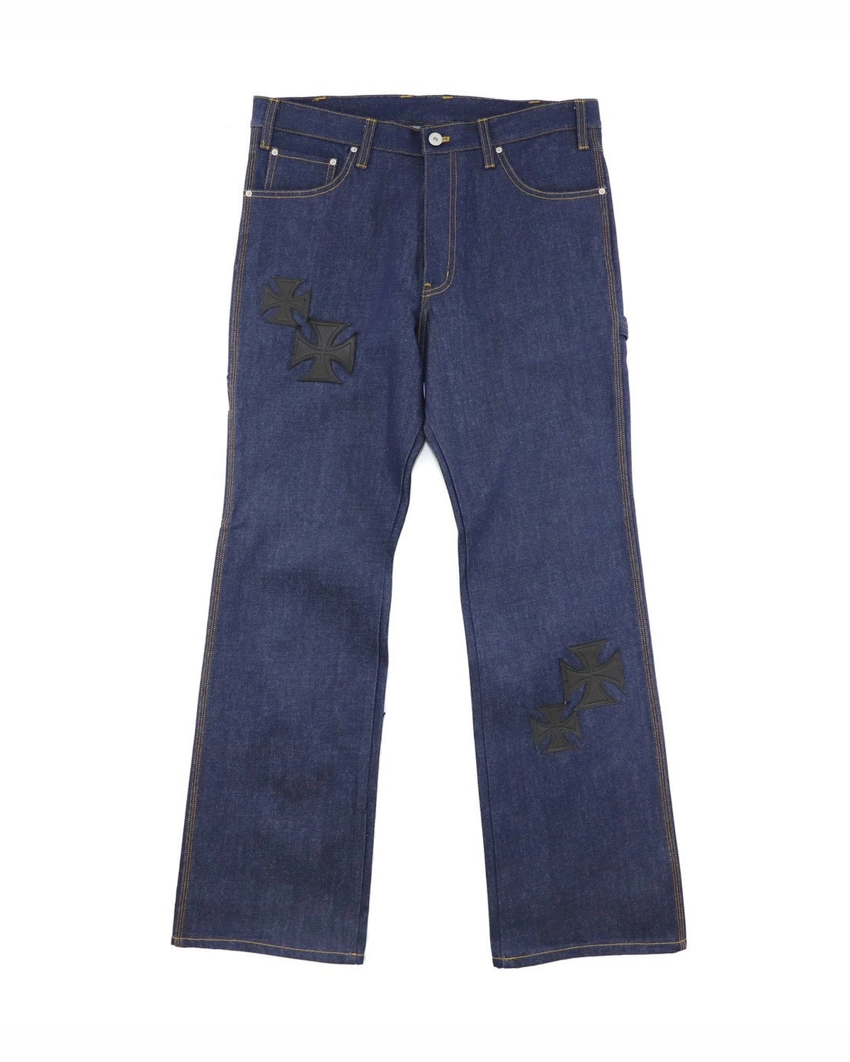 MIND SEEKER × DICKIES の Iron Cross Patch Flare Pants -INDIGO- (MSD-261-001)