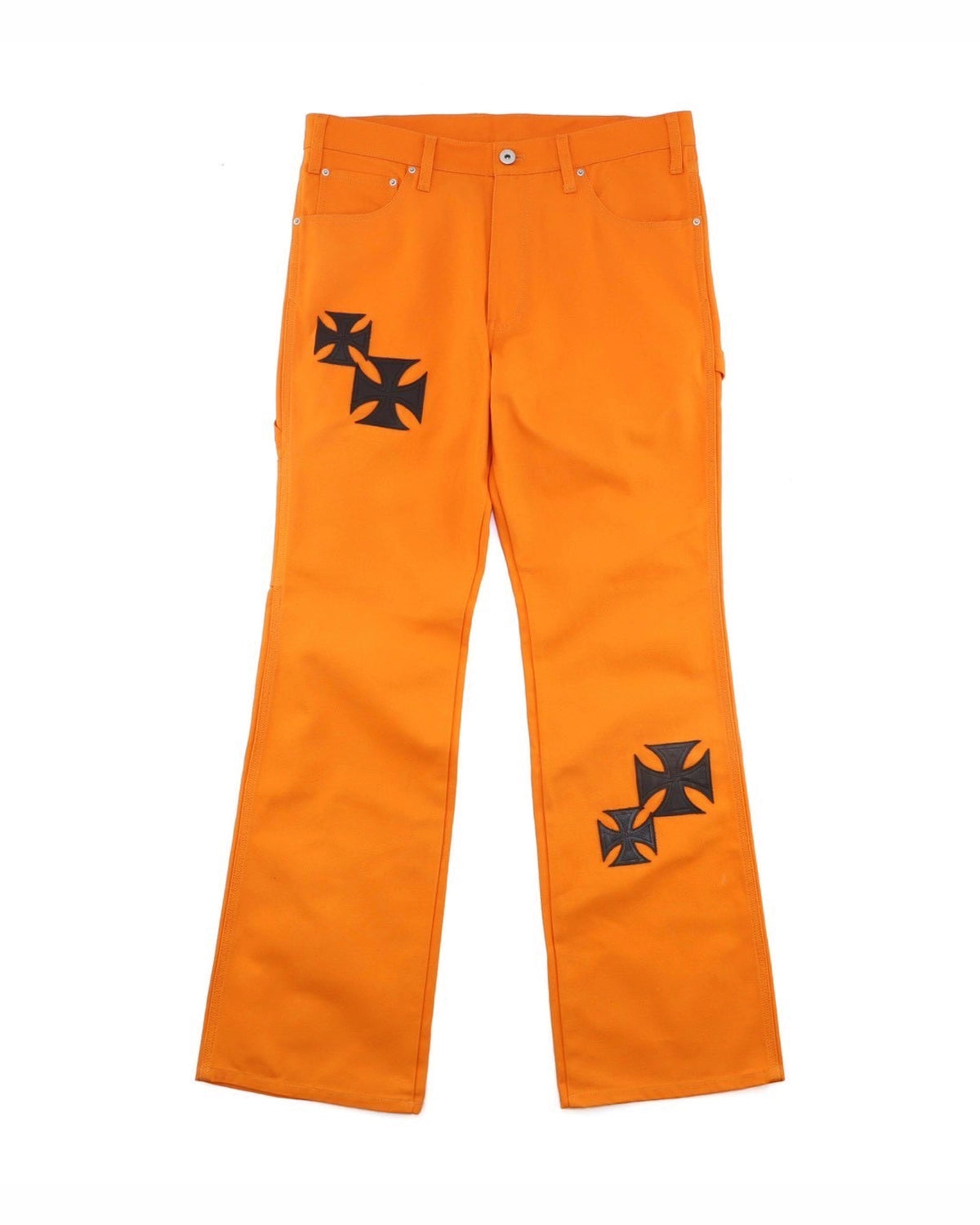 MIND SEEKER × DICKIES の Iron Cross Patch Flare Pants -ORANGE- (MSD-261-001)