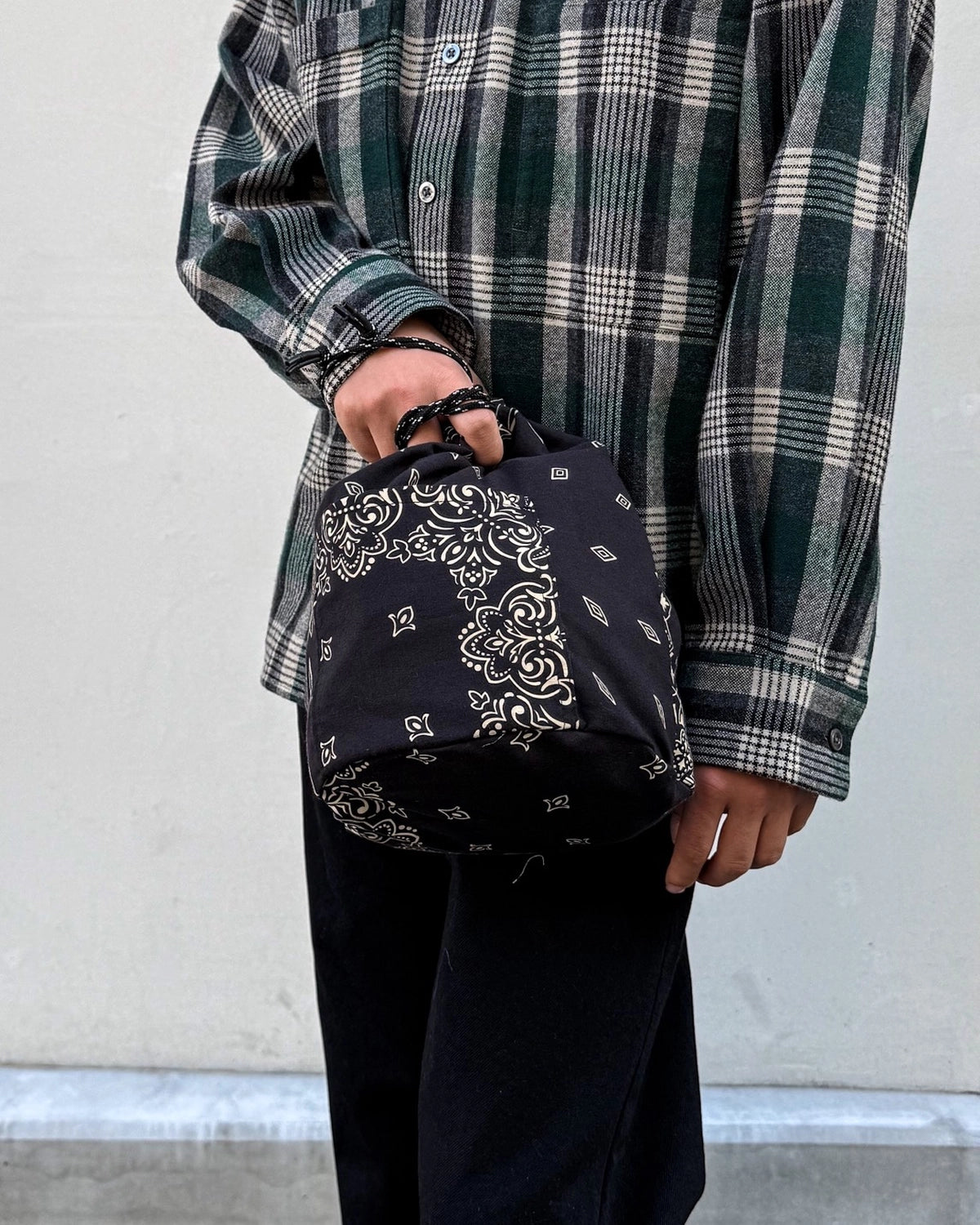 MIYAGIHIDETAKA -Rafu-  の Patchwork Drawstring Bag (MH061)
