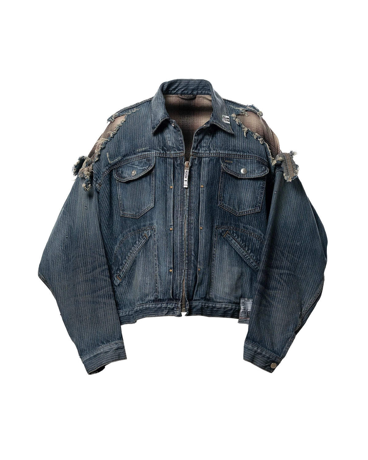 Maison MIHARA YASUHIRO のCheck Shirt Layered Denim Jacket (J16BL121)