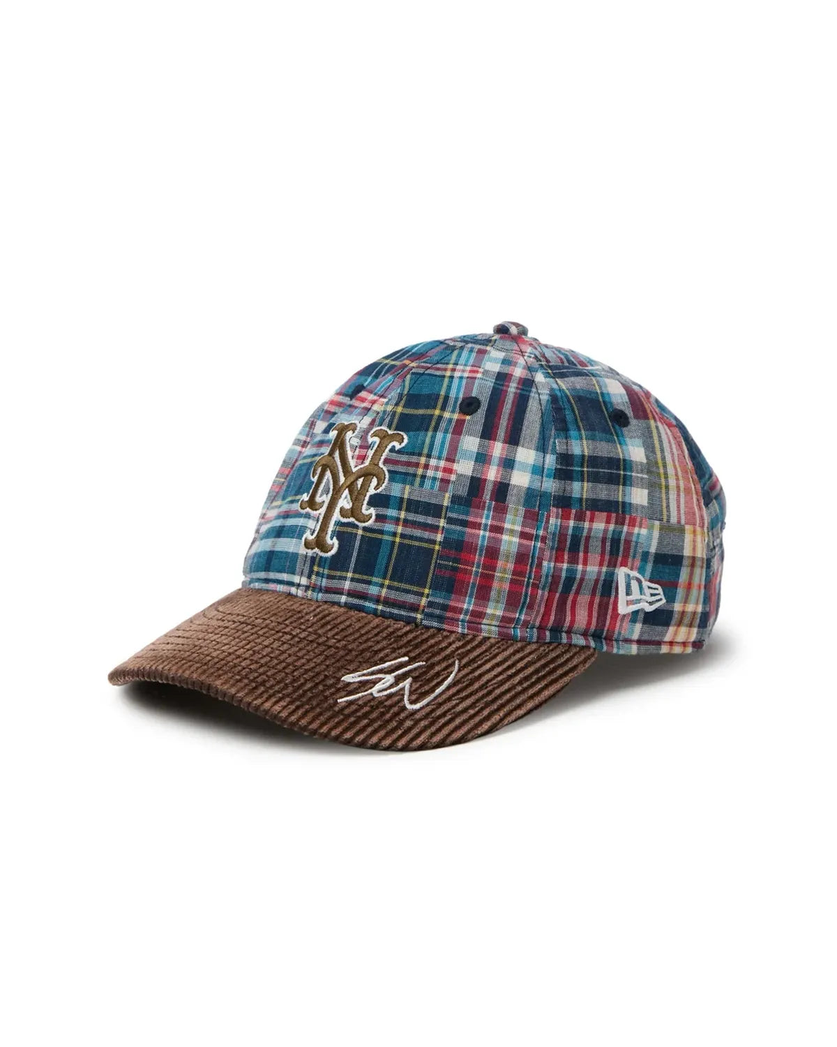 NEW ERA  の 9THIRTY Sean Wotherspoon ニューヨーク・メッツ マドラスチェック ブラウンコーデュロイバイザー (15156446)