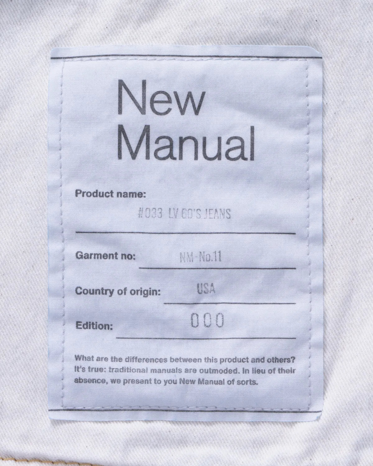 New Manual / #033 LV 60'S JEANS ONE-WASHED (PT-YY-0008)