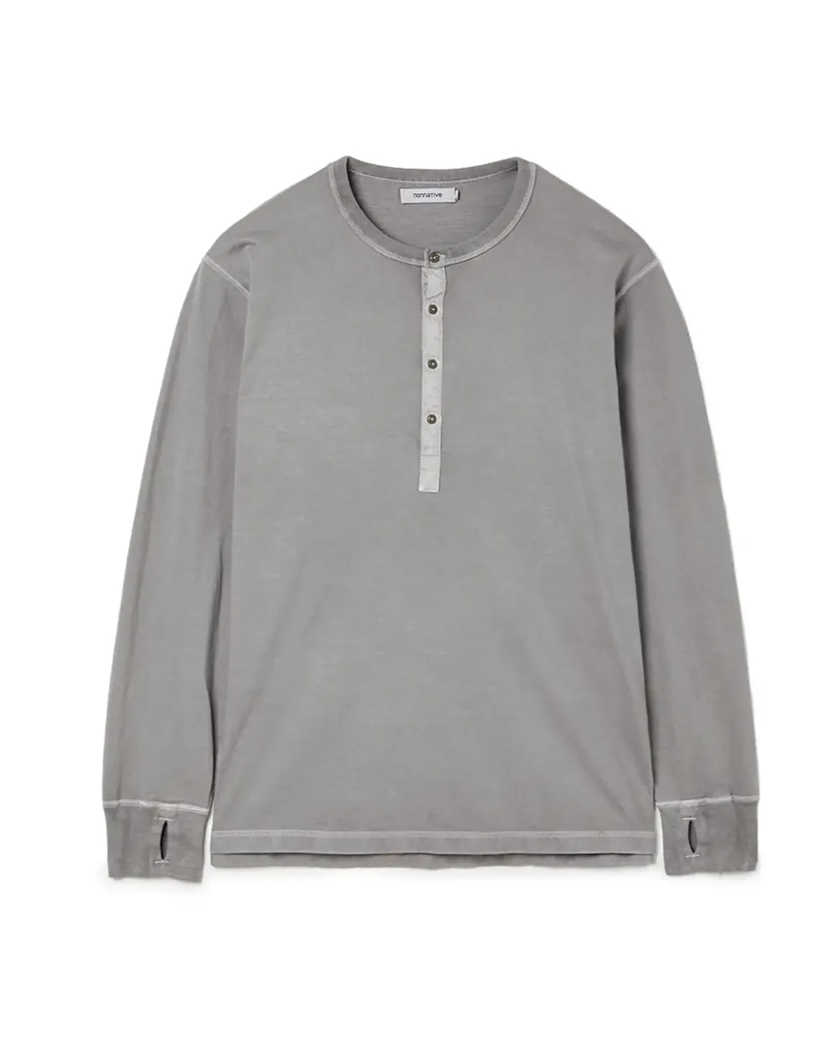 NONNATIVE の DWELLER L/S HENRY NECK TEE COTTON JERSEY PIGMENT DYE (NN-C4808)