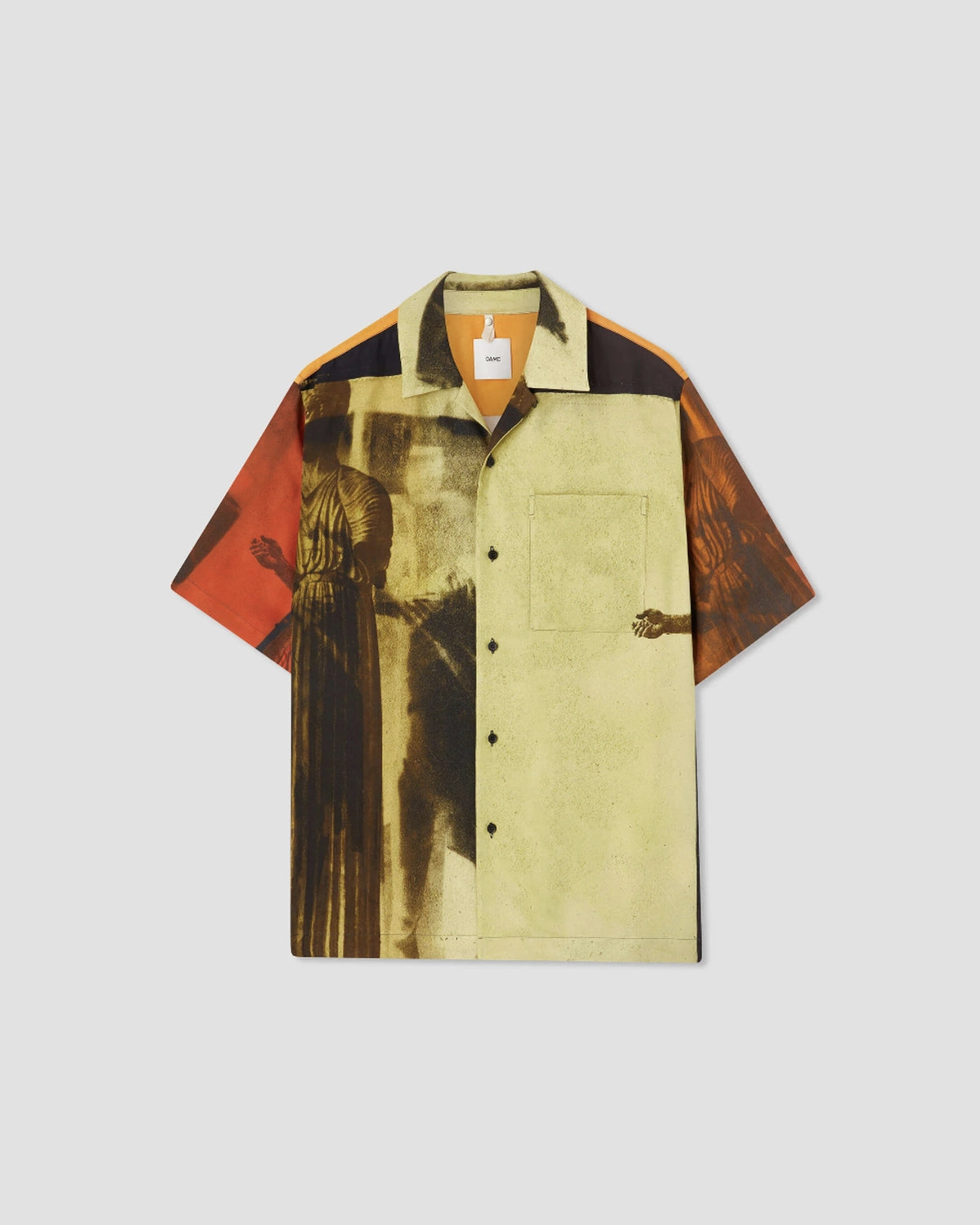 OAMC の Printed Short Sleeve Shirt Yellow/ Orange (OA5SMS01APTF)