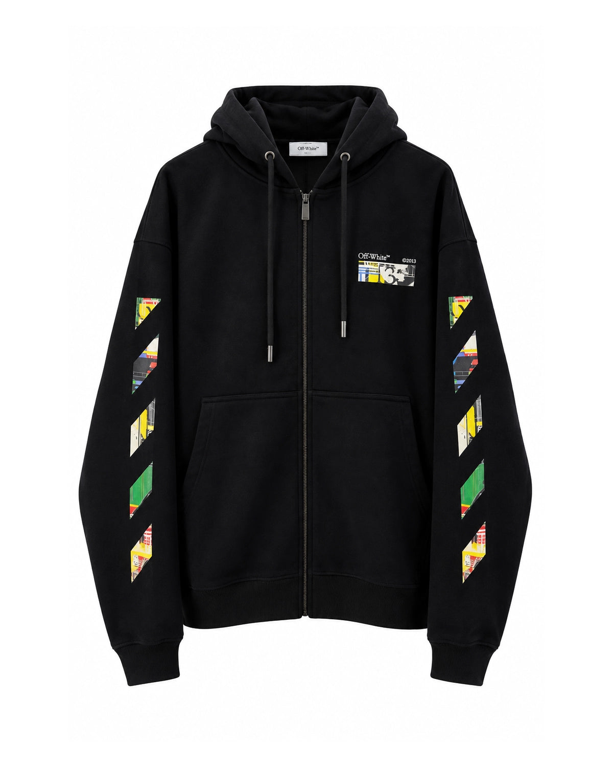 Off-White の INDUSTRIAL ARROW REGULAR ZIP HOODIE (OMBF26-RTW0153)