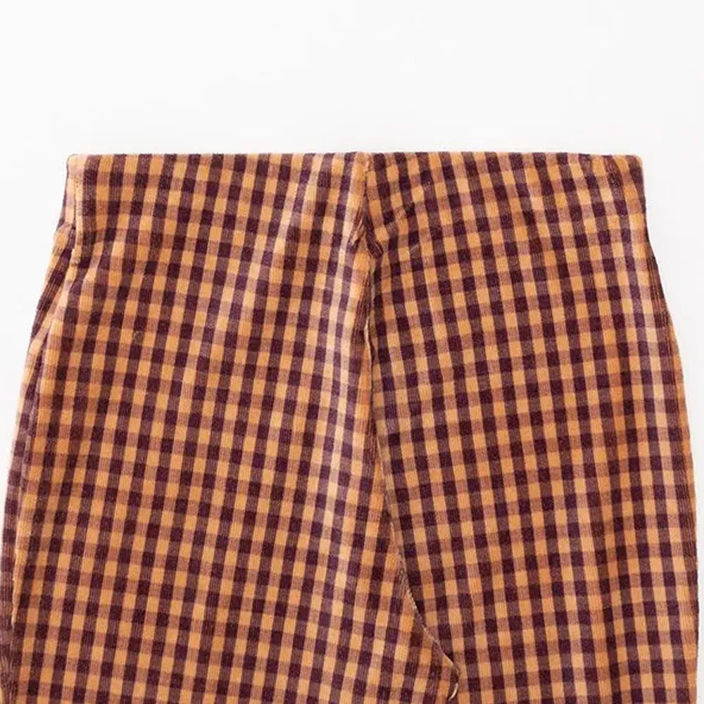 PHEENY / Check print corduroy jersey flared pants (PA24-CS06)