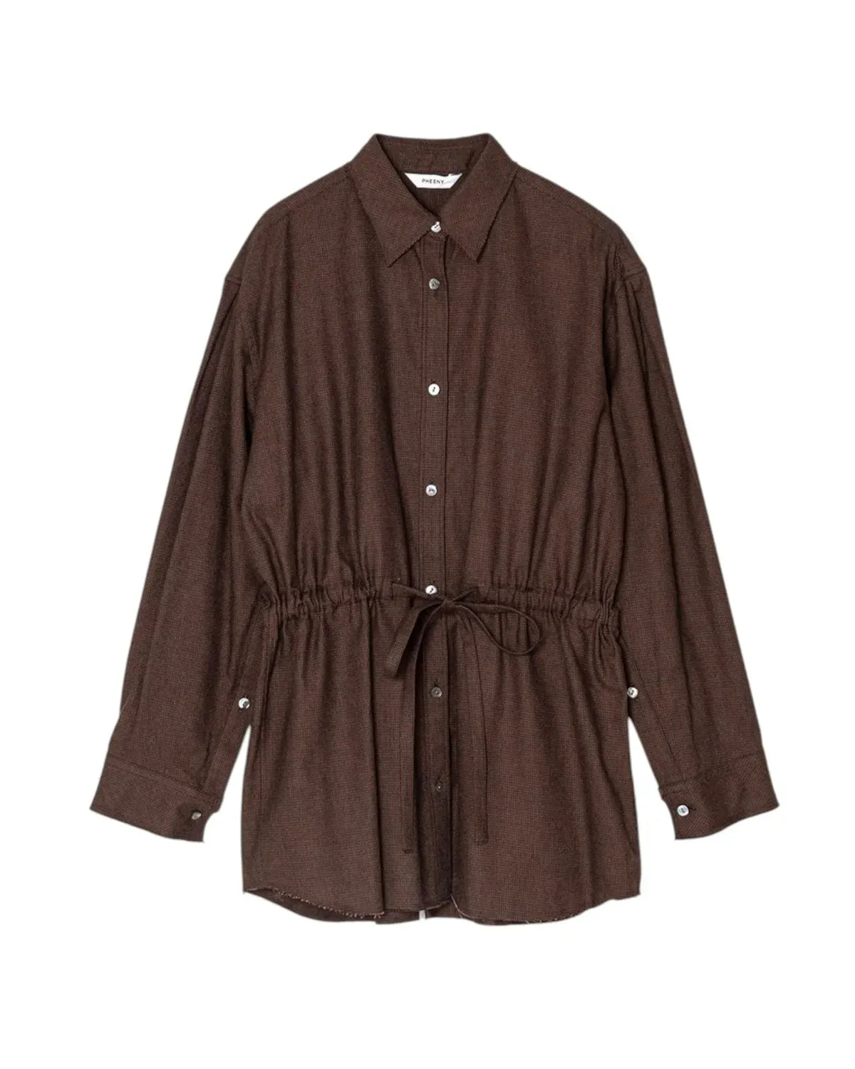 PHEENY の Cotton Tencel Check Ribbon-Waist Shirt (PA26-SH01)