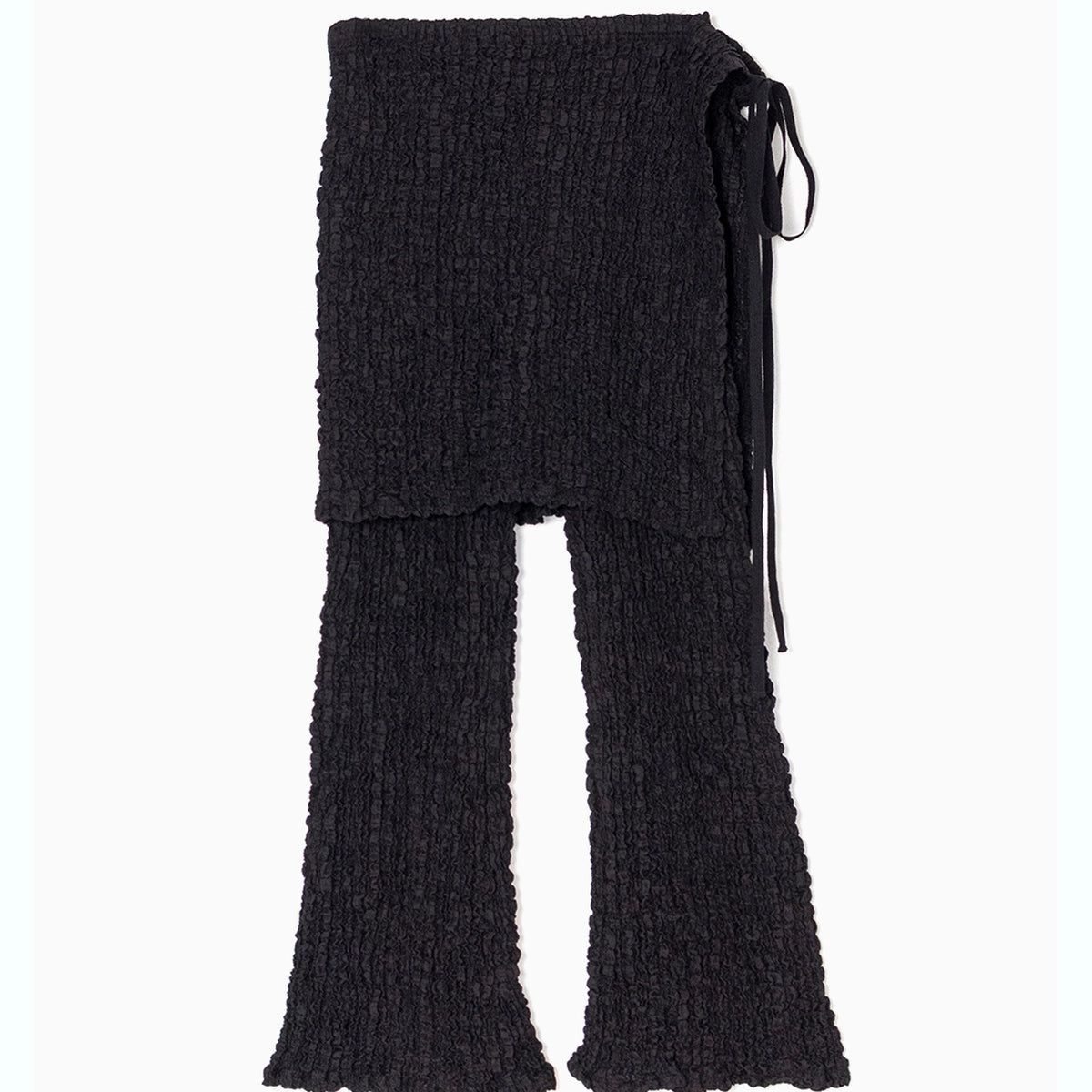 pheeny フィーニー sheer velour layered pants PHEENY（フィーニー） / Shrink Lace Apron-Layered Flare Pants |公式