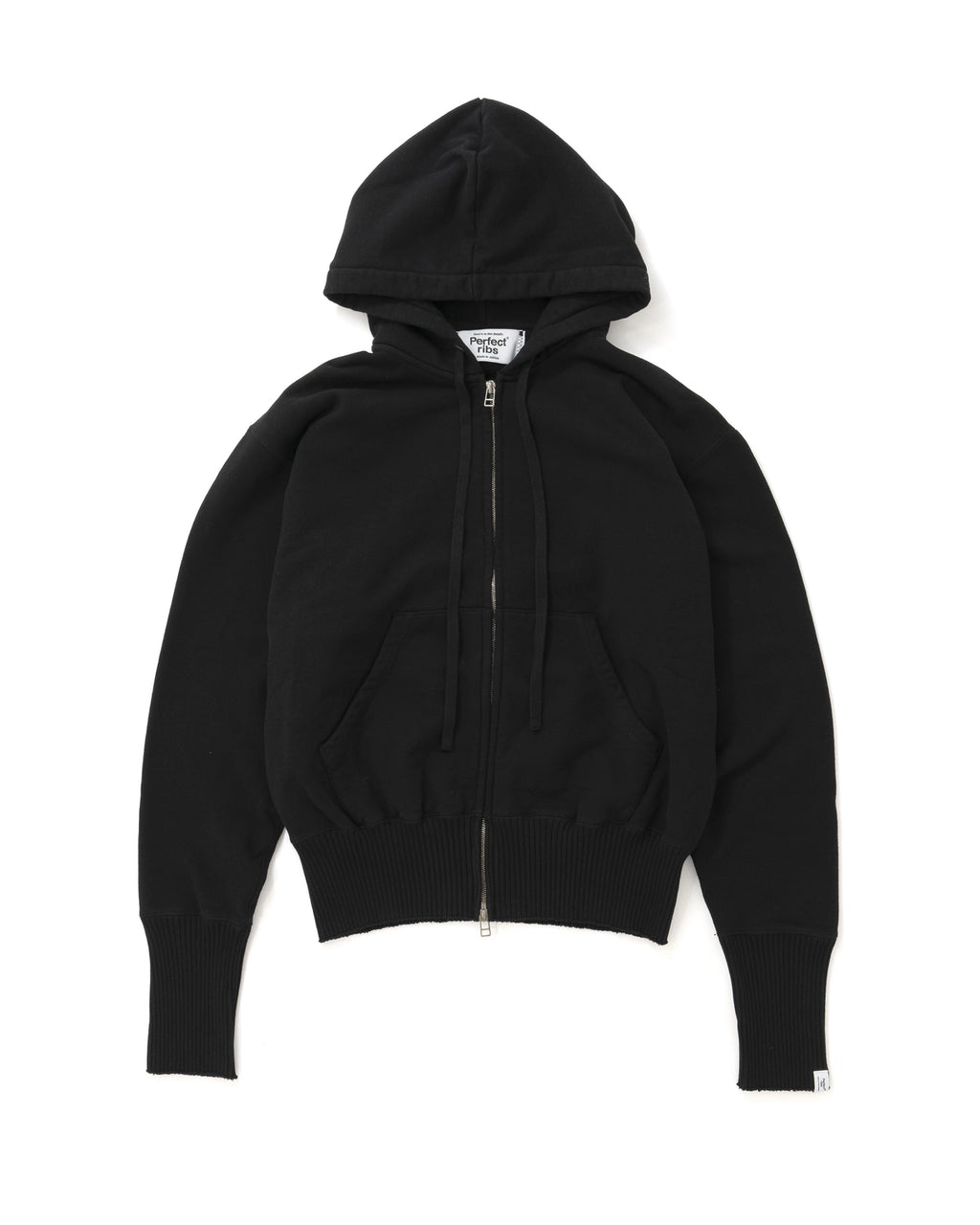 Perfect Ribs パーフェクトリブス 23AW BASIC ZIP HOODIE フェルトパッチ ベーシック ジップアップパーカー フーディ 裏起毛 グレー PR612035_BLK_F_result.webp?v=