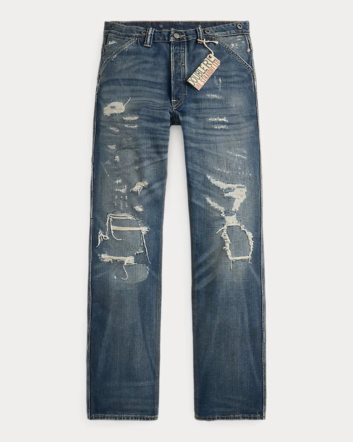 RRL の ストレート フィット Brayton ディストレスト ジーンズ (MNRRDNM10920130)