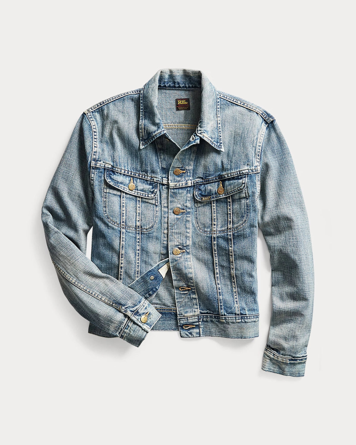 RRL の Leeland インディゴ デニム トラッカー ジャケット (1441MNRROTW16020011)