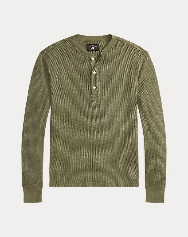RRL の ガーメントダイド ワッフルニット ヘンリーネック シャツ (MNRRKNI16820215)