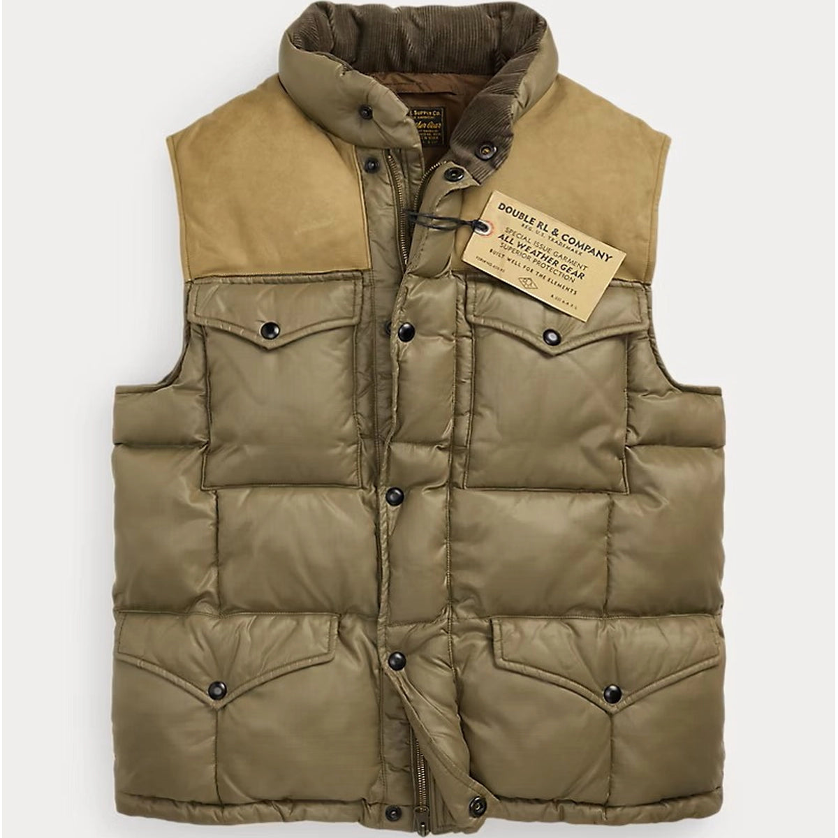 新品*RRL*レザーヨーク キルテッド ベスト*　M　ダブルアールエル RRL (ダブルアールエル) レザーヨーク キルテッド リップストップ