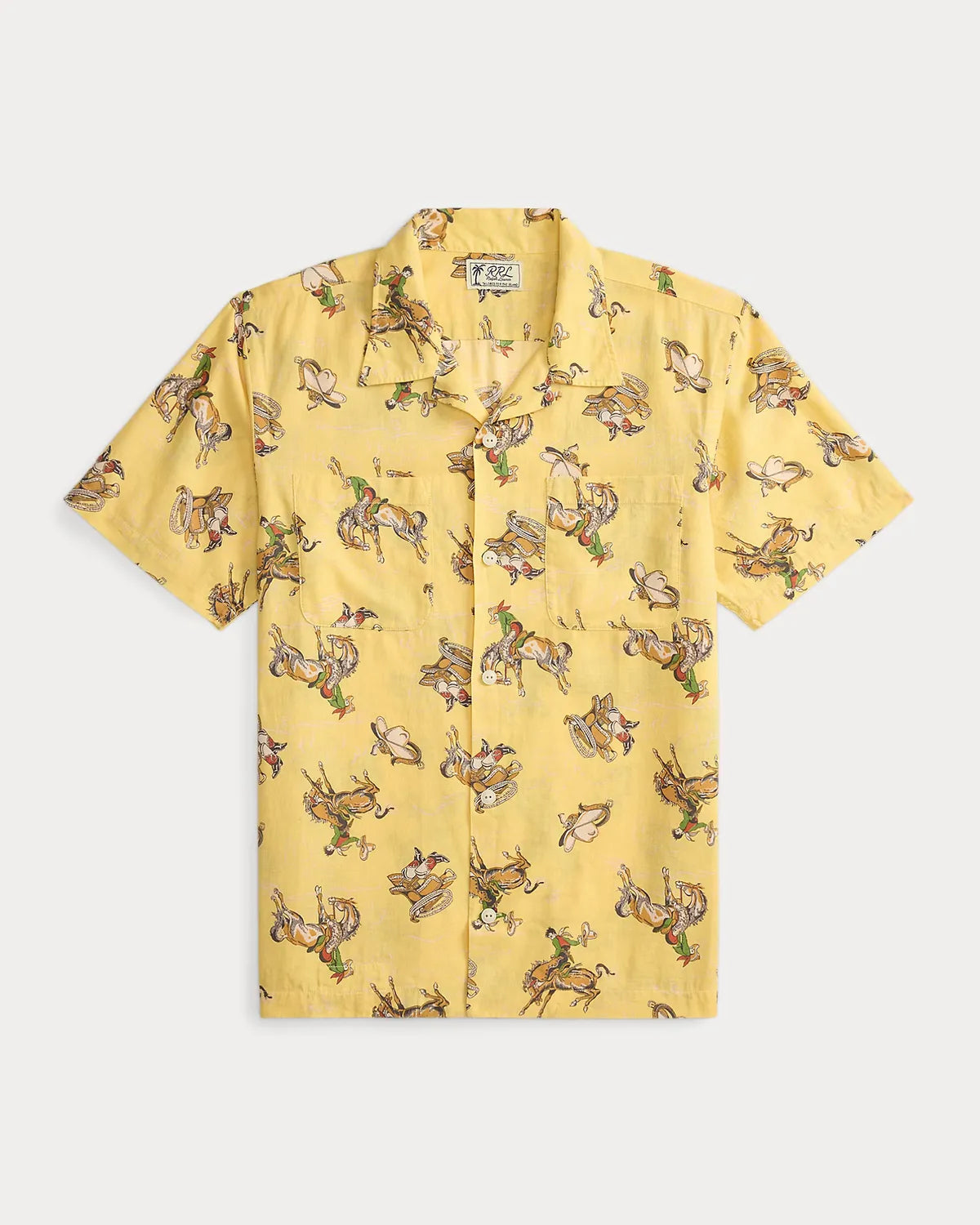 RRL の ウエスタンプリント リネンコットン キャンプ シャツ (MNRRW0V1N820065)