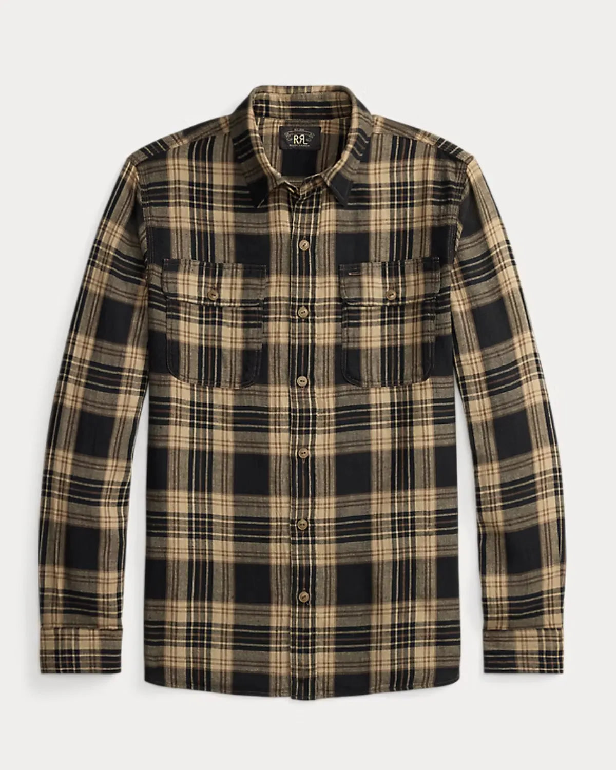 RRL の チェック コットンリネン ワークシャツ (MNRRWOV16820406)