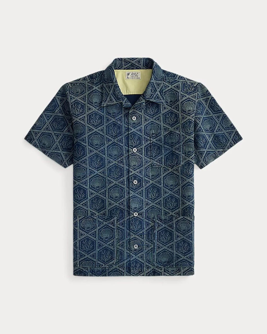 【RRL】コットンシャツ RRL (ダブルアールエル) / インディゴ シェルプリント リネンコットン