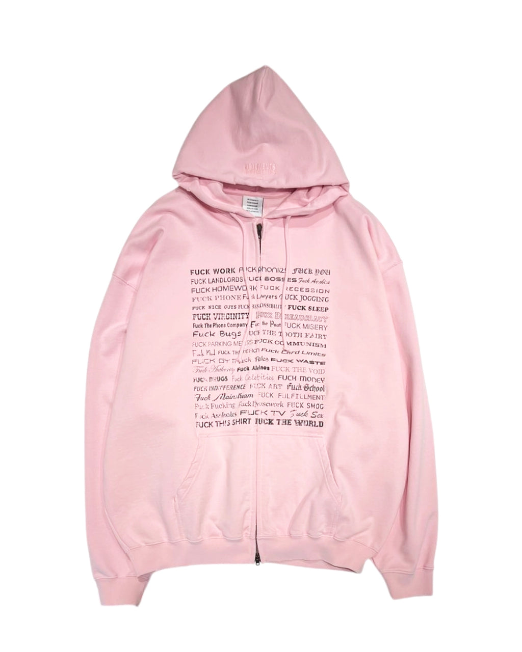 VETEMENTS (ヴェトモン) / FUCK EVERYTHING ZIP-UP HOODIE | 公式通販