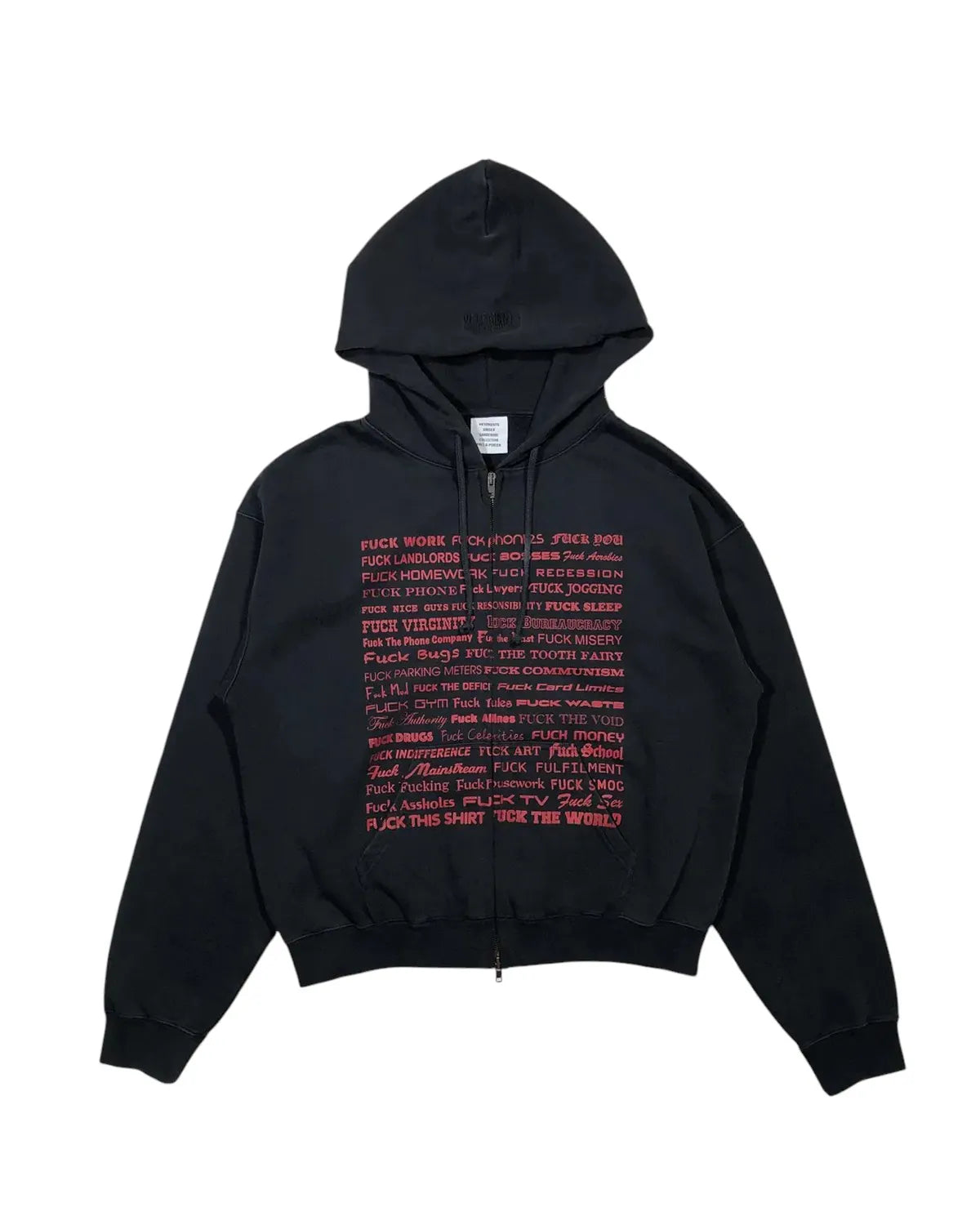 VETEMENTS の FUCK FITTED ZIP-UP HOODIE (UH78ZU660B)