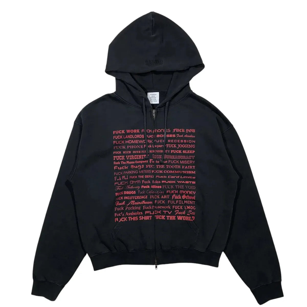VETEMENTS (ヴェトモン) / FUCK FITTED ZIP-UP HOODIE | 公式