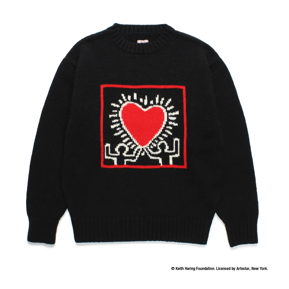 WACKO MARIA × KEITH HARING CREW NECK SWEATER -TYPE1- (KH-WM-KN01)