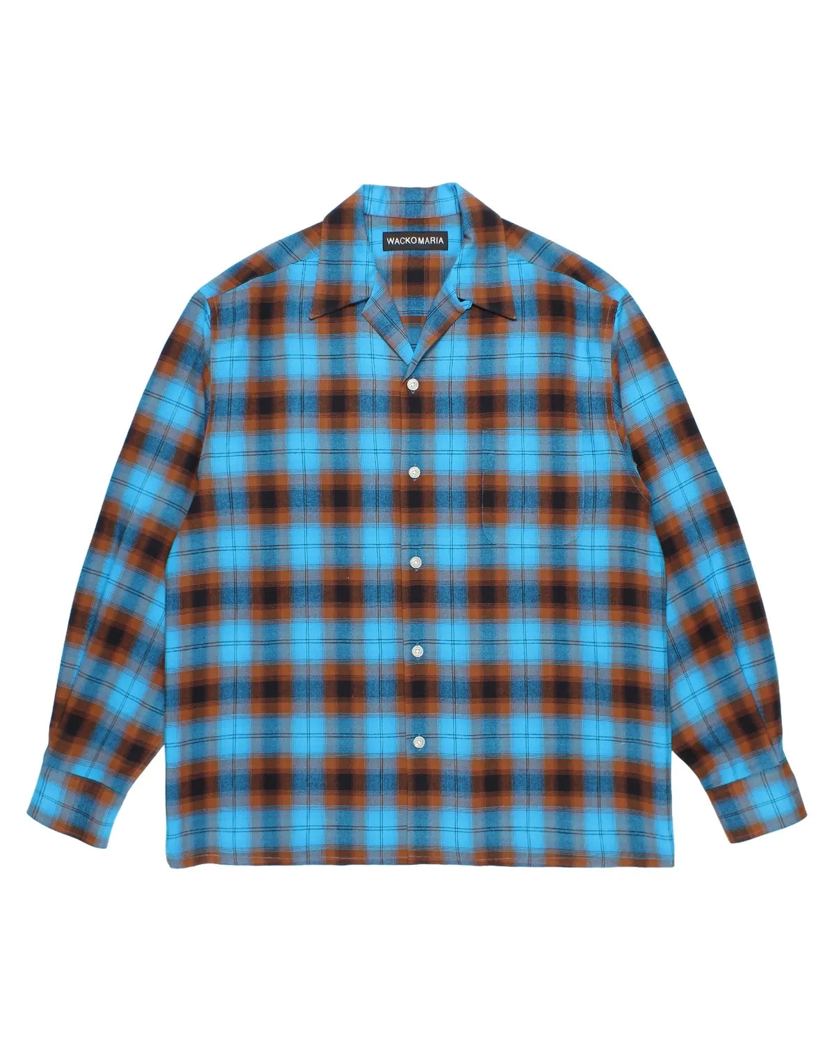 WACKO MARIA の OMBRE CHECK OPEN COLLAR SHIRT L/S -TYPE-1- (26SS-WMS-OC11)