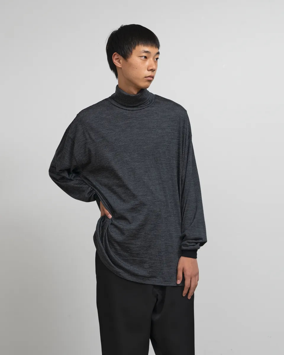 Graphpaper / Wool Border L/S Turtle Neck Tee (GU243-70114B)