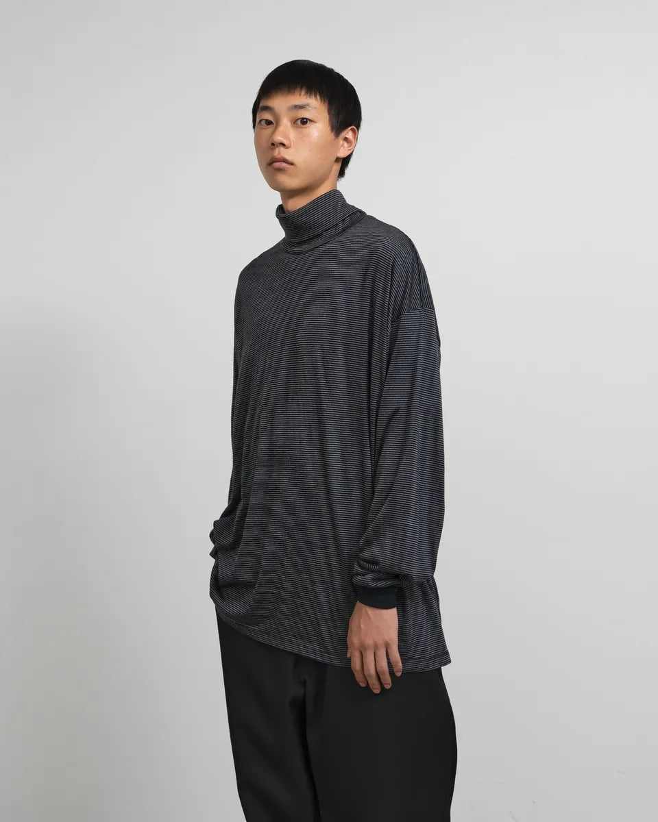 Graphpaper / Wool Border L/S Turtle Neck Tee (GU243-70114B)