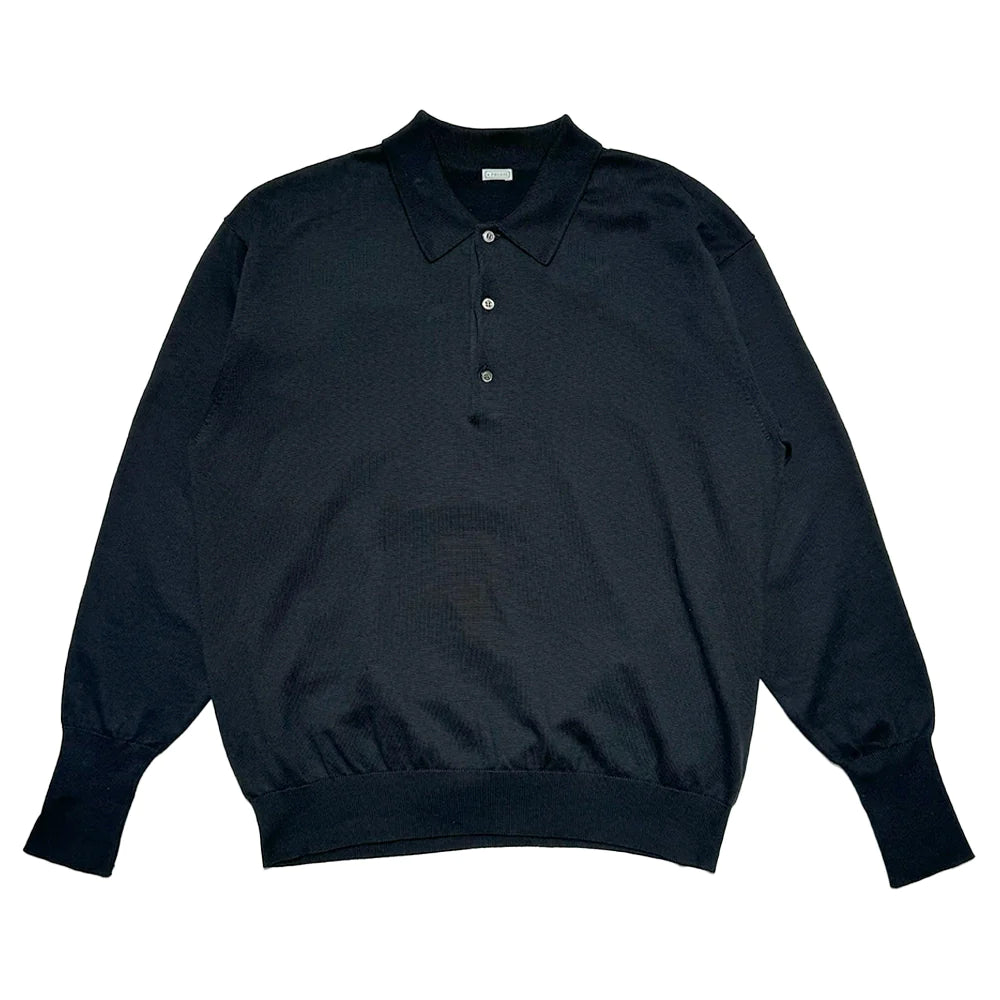 A.PRESSE の Cotton Knit L/S Polo Shirt