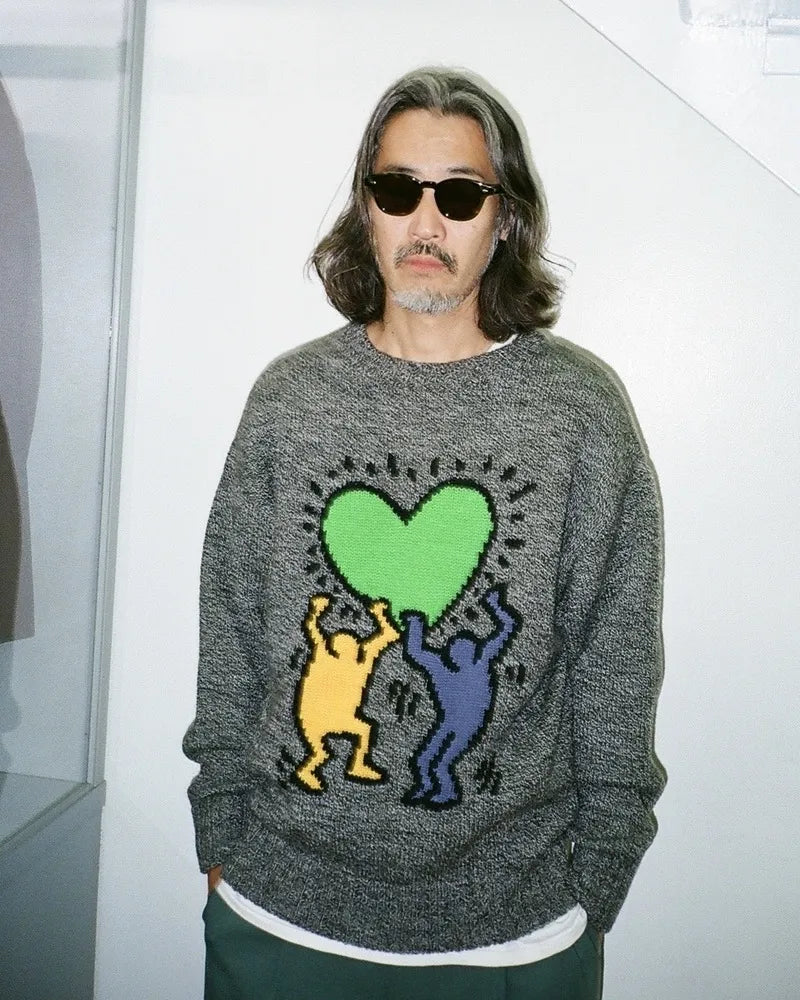 WACKO MARIA / × KEITH HARING CREW NECK SWEATER -TYPE2- (KH-WM-KN03)