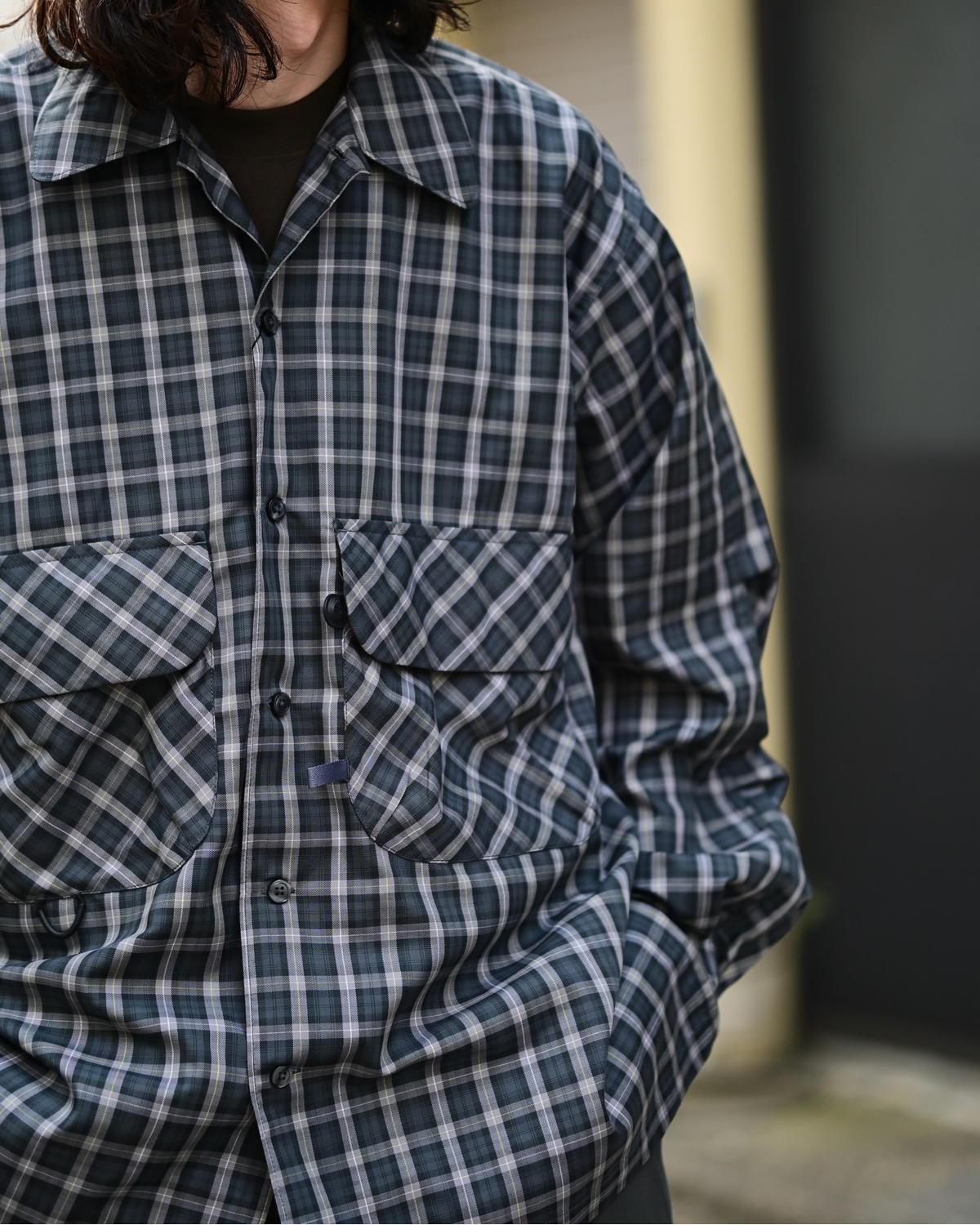 DAIWA PIER39 / TECH SPORTS OPEN COLLAR SHIRT L/S GREN PLAID (BE-82026)