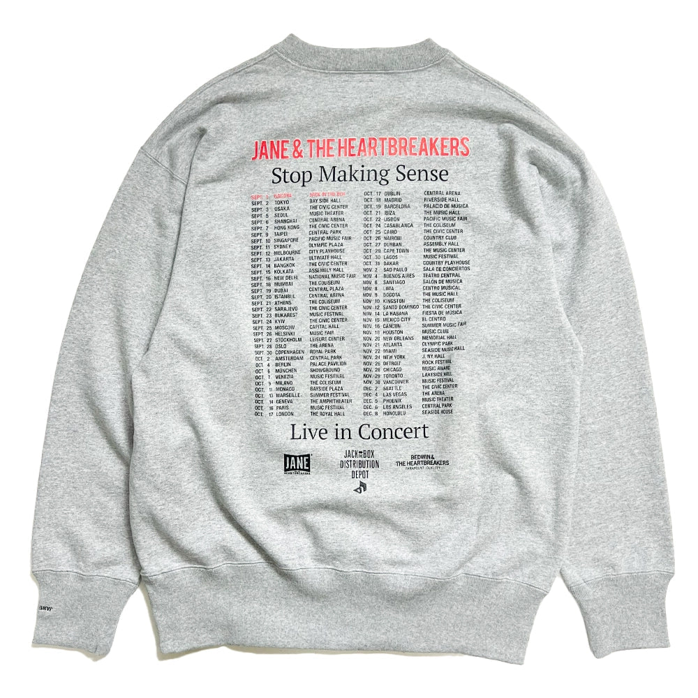 JANE & THE HEARTBREAKERS / L/S PRONTED CREW NECK SWEAT SHIRT "BOWERY"