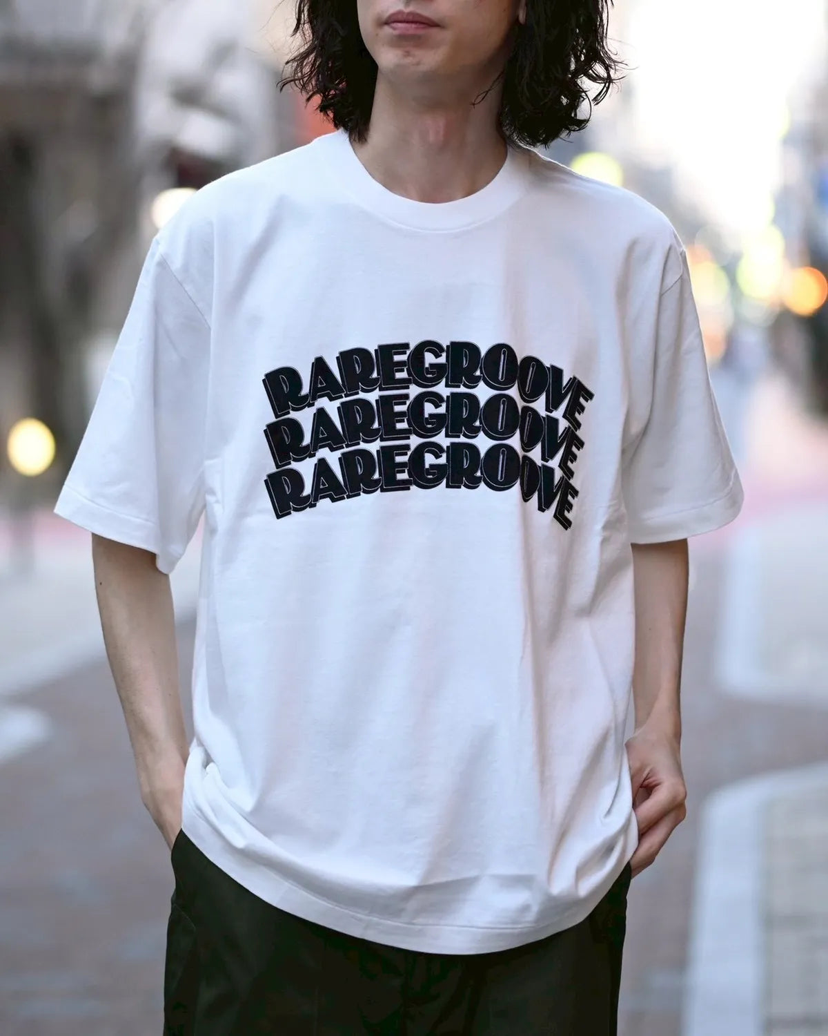blurhmsROOTSTOCK の RAREGROOVE Print Tee WIDE (bROOTS25S34S26B)