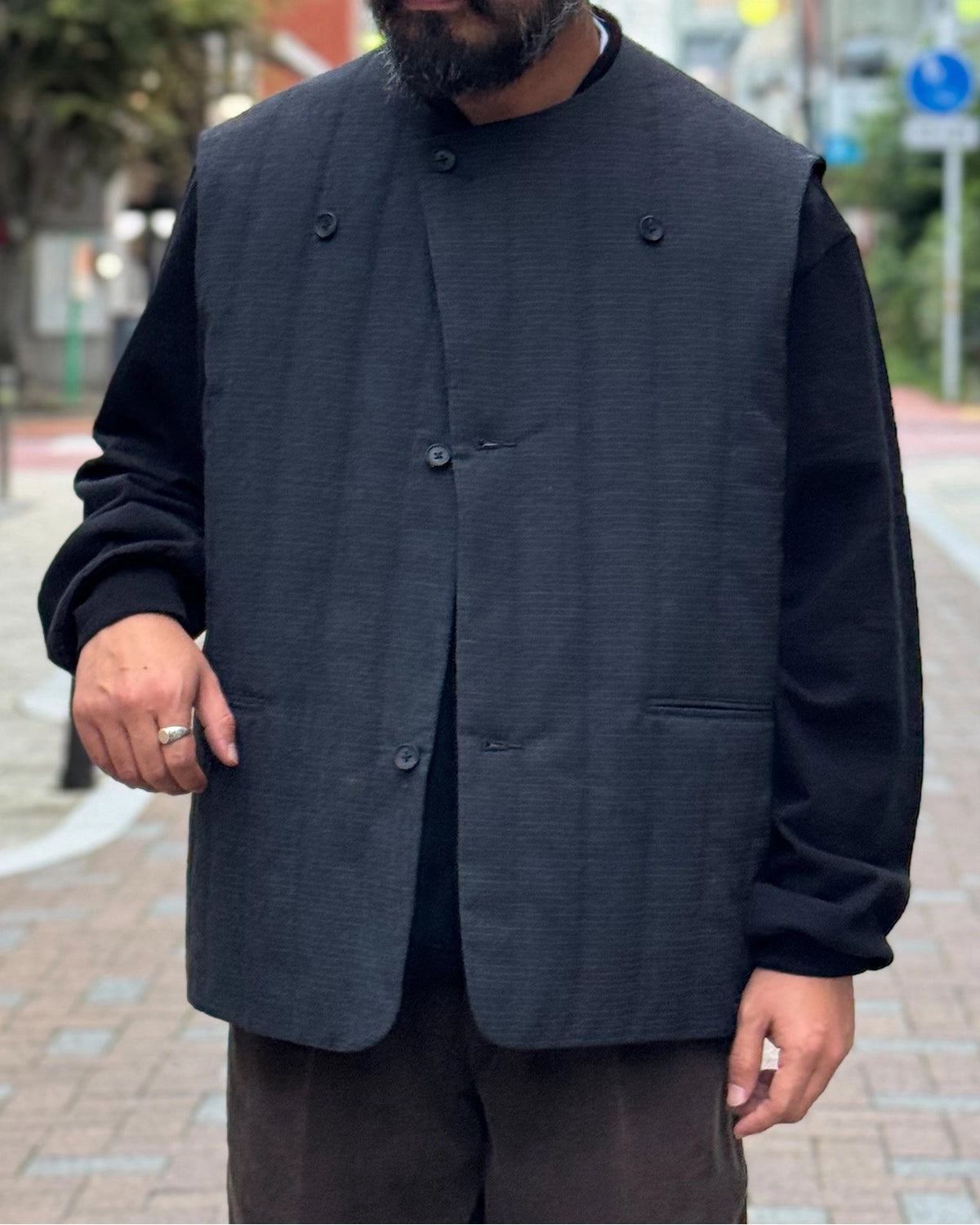 blurhms の Wool Ramie Mohair Quilted Vest (BHS26F014)