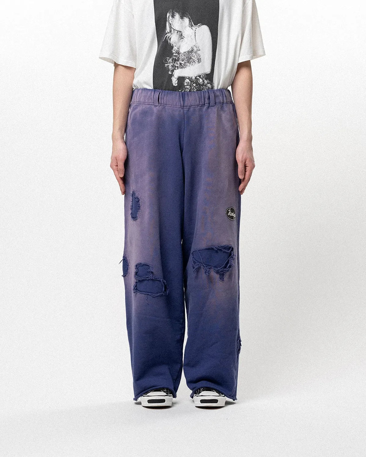 KAMIYA / Repaired Name Patch Wide Sweat Pants (G16PT071)