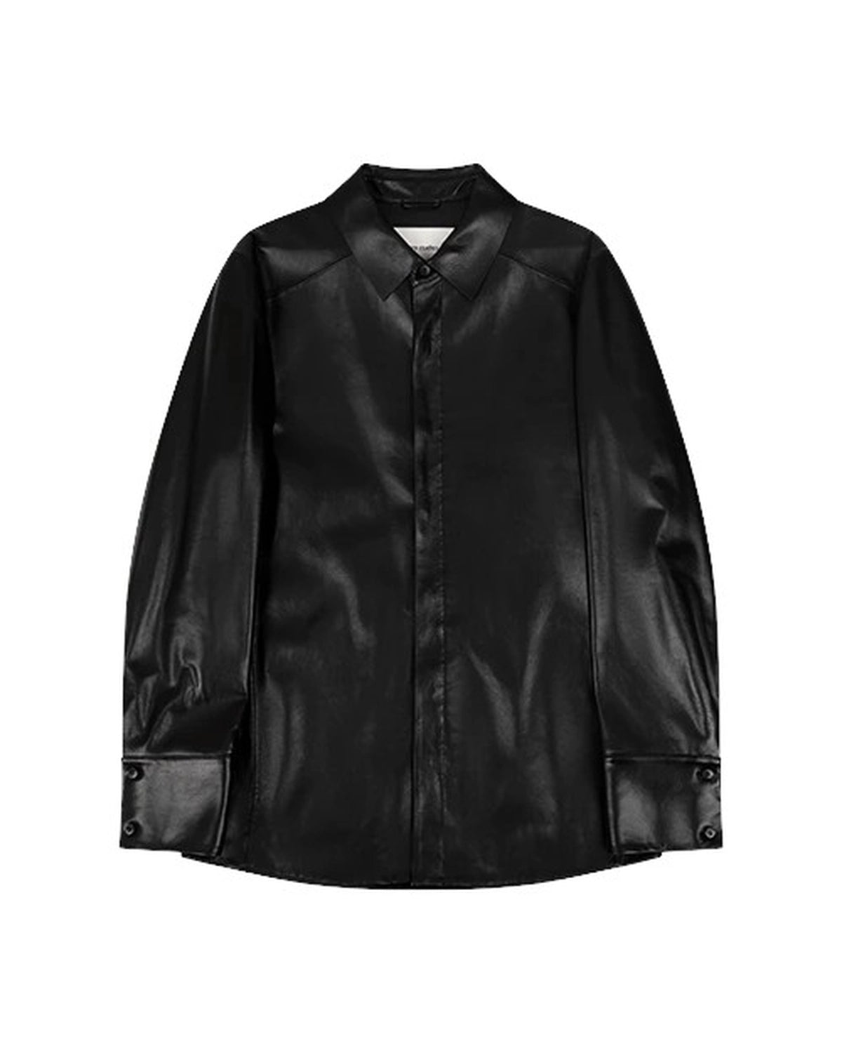 entire studios の LEGACY SHIRT BLACK LEATHER (ESU-S25-13006-BL)