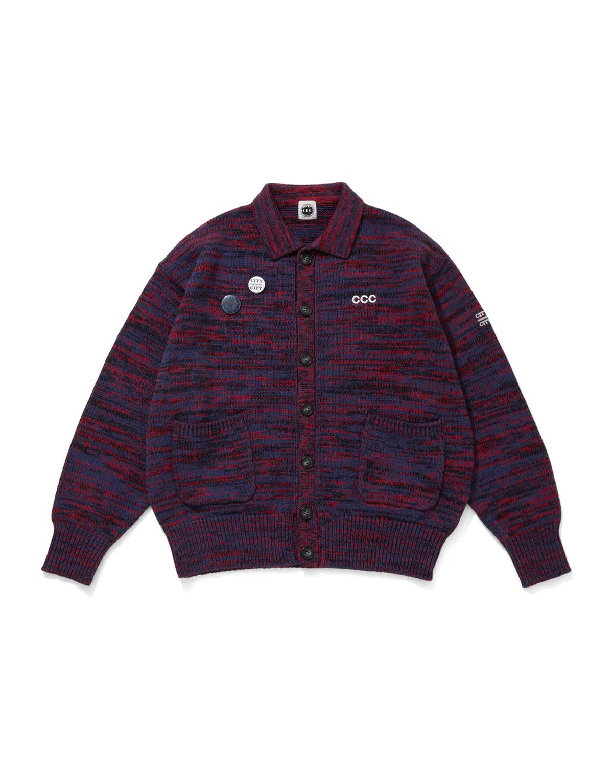 CITY COUNTRY CITY / MIX KNIT CATDIGAN WITH BADGE (CCC-263KN002)