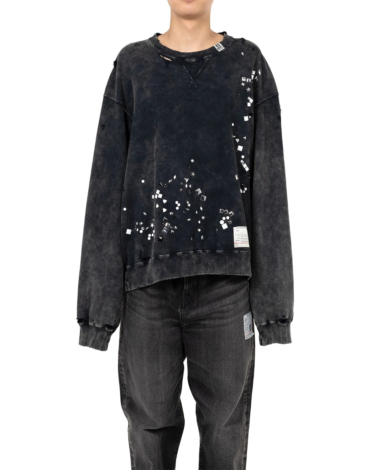 Maison MIHARA YASUHIRO / Embellished Bleached Sweatshirt (A15PO562)