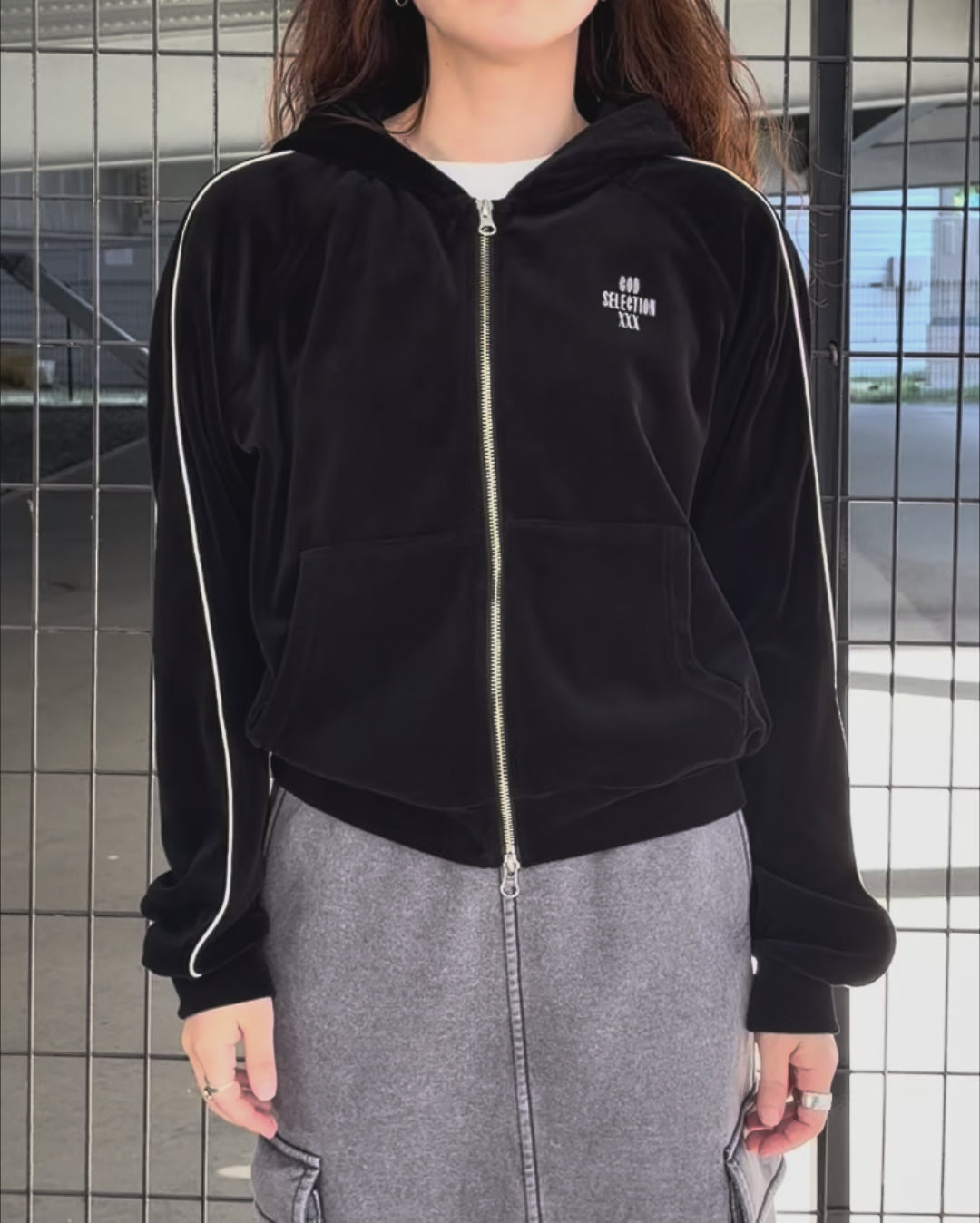 GOD SELECTION XXX / Script Logo Velour Zip-Up Hoodie | 公式通販