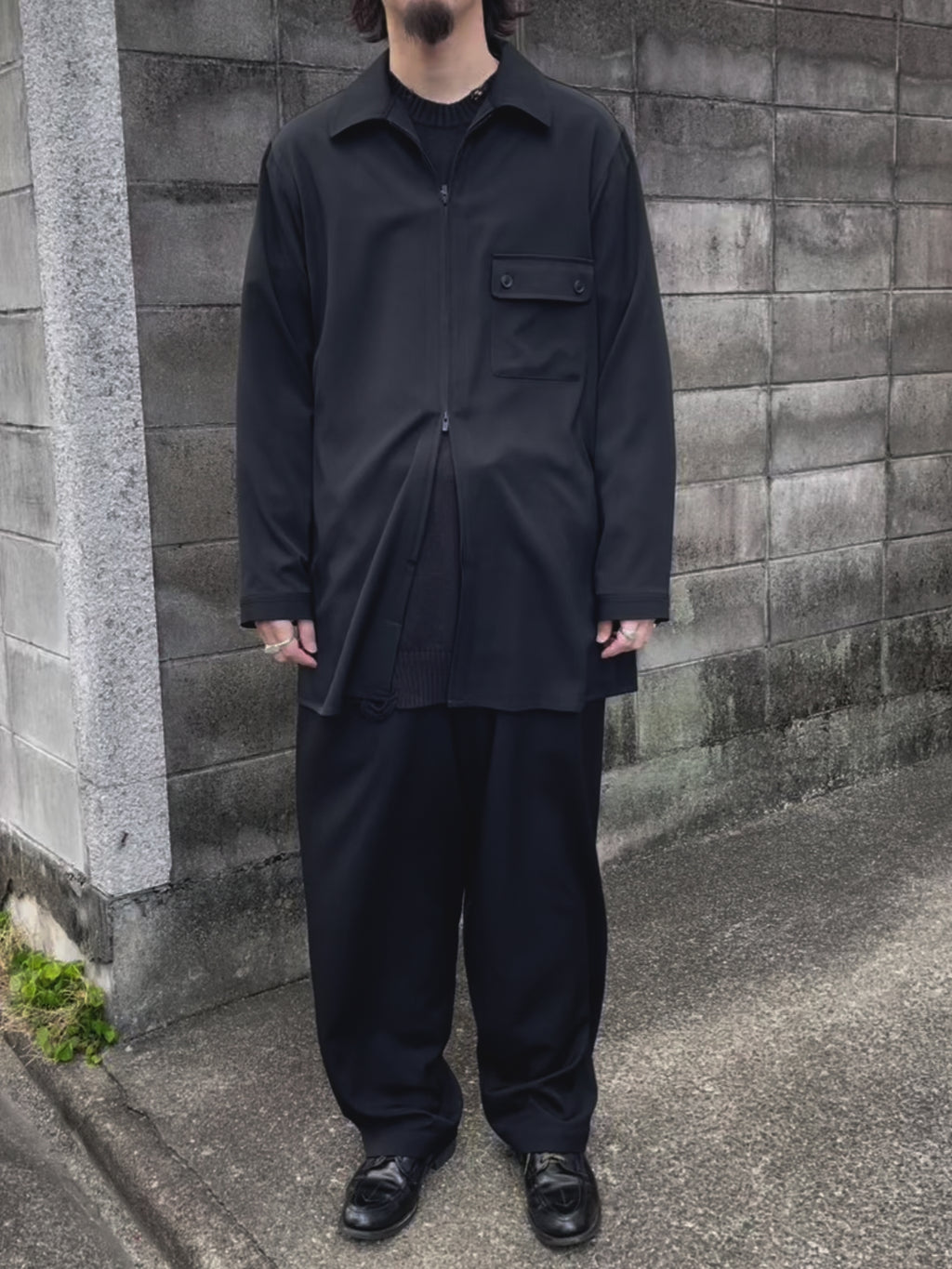 YOHJI YAMAMOTO の LONG ZIP SHIRT (HP-B10-100-2)