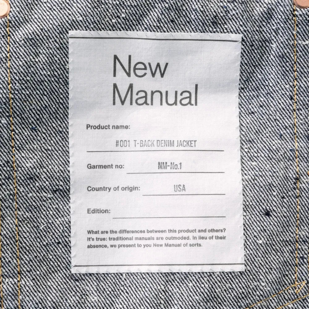 New Manual / #001 T-BACK DENIM JACKET (One Wash)